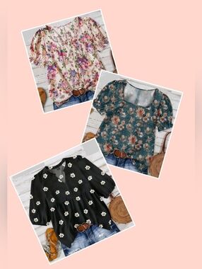 THREE floral blouses 0X Never worn!